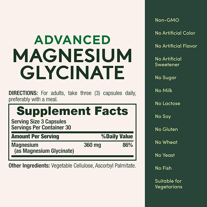 Nature's Bounty Calm Magnesium Glycinate Supplement - High Absorption Magnesium for Relaxed Mood, Heart & Bone Health, 90 Capsules (Pack of 2)