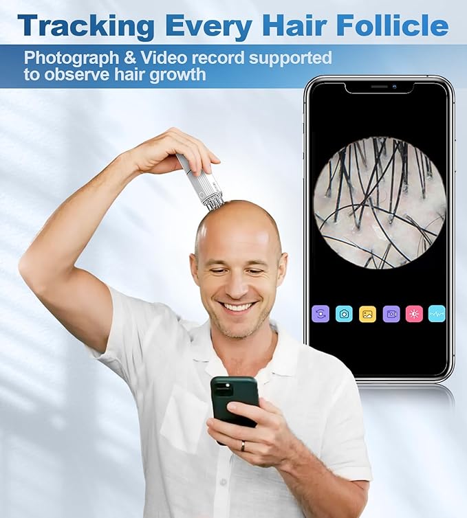 3 in 1 Electric Scalp Massager and Hair Oil Applicator Camera,Wireless Smart Visual Massager Scalp Applicator Brush