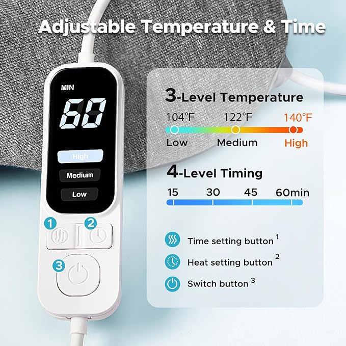 Ezona Heated Eye Mask, Warm Eye Compress Mask for Dry Eyes, USB Electric Eye Heating Pad with Temperature & Timer Control, Dry Eye Mask for Blepharitis, Sinus Migraine (Gray)