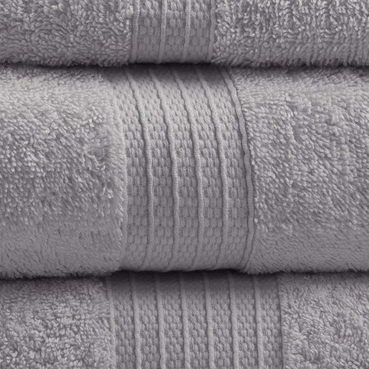 Madison Park Organic 100% Cotton Bathroom Towel Set, Hotel & Spa Quality Highly Absorbent, Quick Dry, Include for Shower, Handwash & Facial Washcloth, Multi-Sizes, Grey
