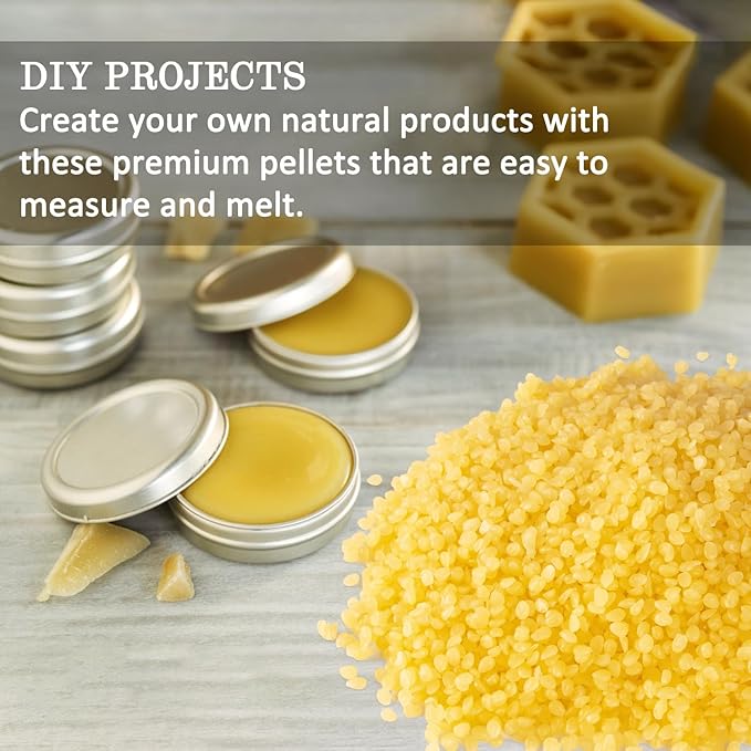 5-lb Pure Yellow Beeswax pellets - for Candles in All Shapes and Sizes, Beeswax Balm, Lip Balm, soap Making Supplies,Craft Projects DIY (80 oz.)
