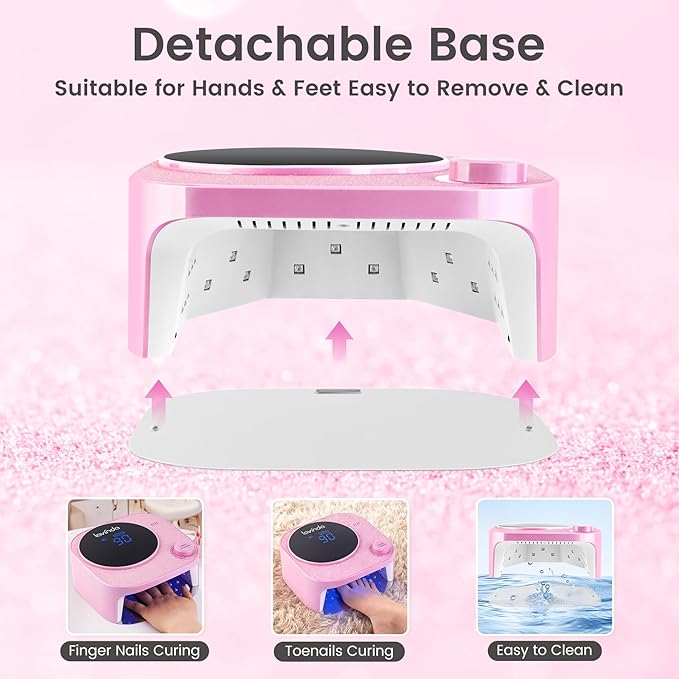 Lavinda 54W UV LED Nail Lamp, Professional UV Light for Gel Nails Rechargeable Cordless Nail Dryer with 4 Timer Settings & Auto Sensor, Fast Curing Gel Light for Home and Salon Use Glitter Design
