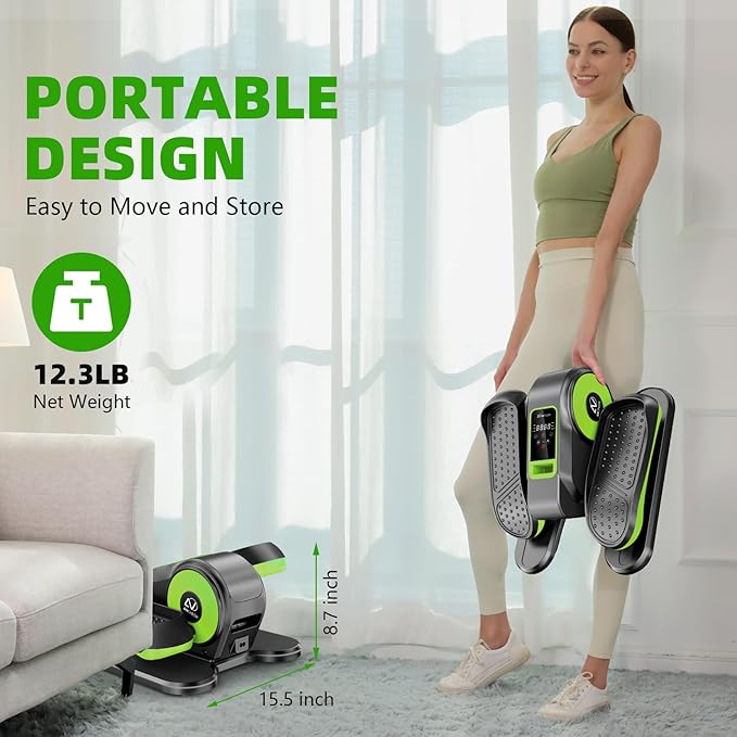 ANCHEER Under Desk Elliptical Machine, Ellipse Leg Exerciser for Seniors with 12 Adjustable Speeds, Quiet & Portable Electric Seated Pedal Exerciser with Remote Control