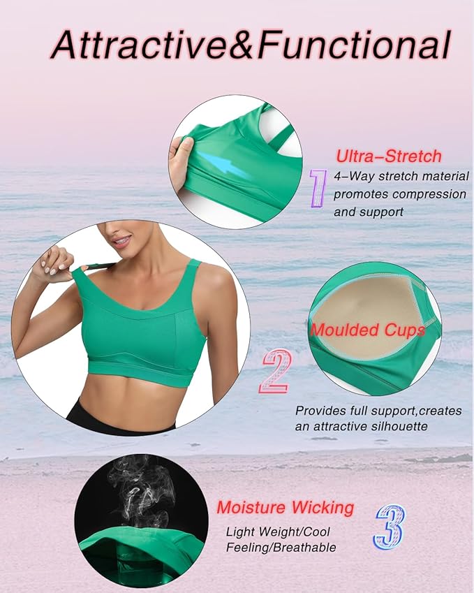RUNNING GIRL High Impact Sports Bras for Women,Racerback Running Bra Workout Crop Tank Tops Longline Sports Bra Push up