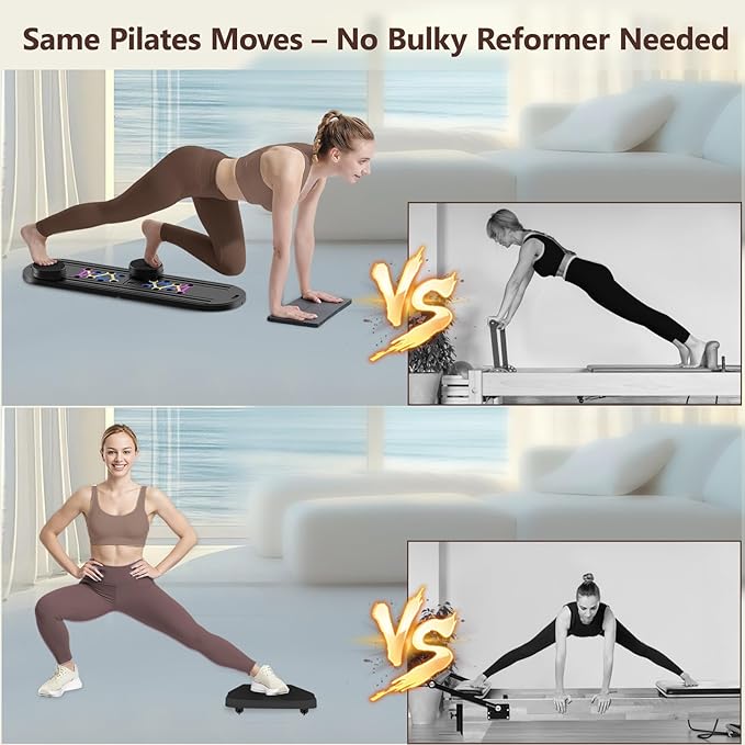 Pilates Board Pilates Reformer Set - Multifunctional Home Workout Board for Core & Abdominal Training,Portable Pilates Equipment for Women & Beginners