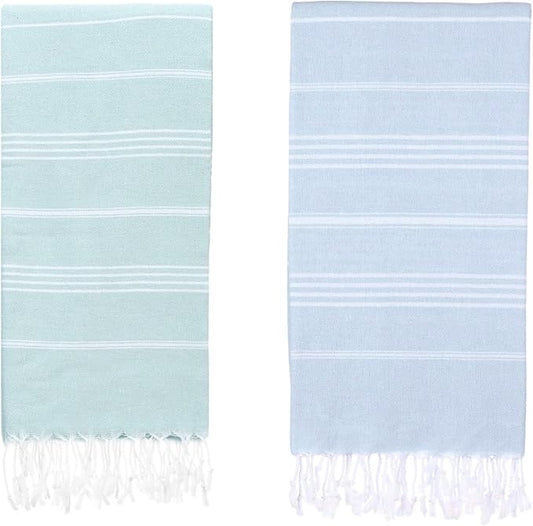 Oversized Turkish Beach Towel 38’’x71’’ - Set of 2 | 100% Turkish Cotton Lightweight Sand Free Quick Dry Pool Towels | Extra Large Bath Towels for Adults Beach Blanket Essentials