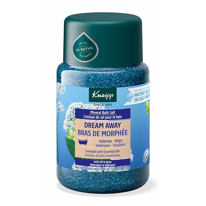 Kneipp Dream Away Mineral Bath Salt with Valerian & Hops - Soothing Bedtime Bath Blend - 17.6 oz - Up to 10 Baths