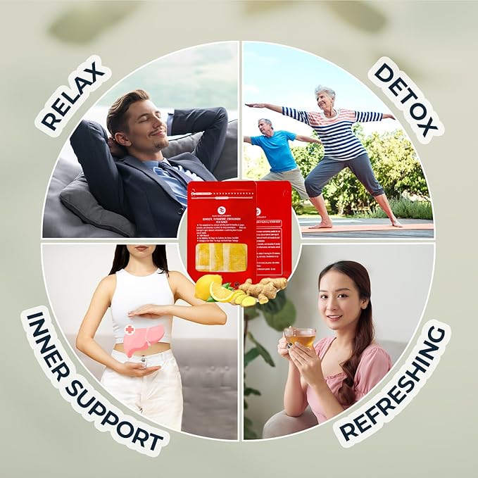 Ginger Lemon Tea Bags - 55 Count (+5 Tea Bags) - 5.22 oz, Refresh Sour, Re-Steep Herbal Detox Tea Blend for NaturalSupport and Body Warm, Energy Support, Bamboo Tong Include