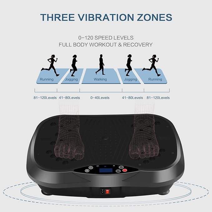 Vibration Plate Exercise Machine - Full Body Workout Vibration Platform with Loop Bands & Remote Control for Home Fitness & Weight Loss & Muscle Toning