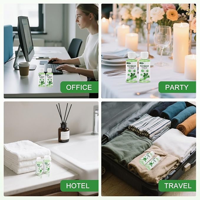 Travel Size Mouthwash Bulk Mini Fresh Mint Portable Mouthwash Individual Bottles 35ml/1.2fl oz for Travel Toiletry Kits (50)