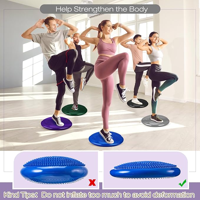 Amylove 6 Pcs Wiggle Seat Inflated Wobble Cushion for Sensory Kid 13 Inch Balance Disc Kids Flexible Seating Exercise Sensory Pad Chair Cushion for Classroom Office School