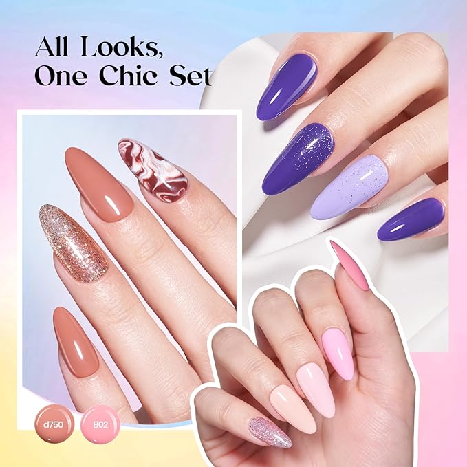 Beetles Gel Polish Shifting Lights - Fall Gel Nail Polish Set Brown Burgundy Red Black White Green Purple Glitter 36 Colors with Base Coat Glossy Matte Glitter Top Coat UV LED Soak Off Gift for Women