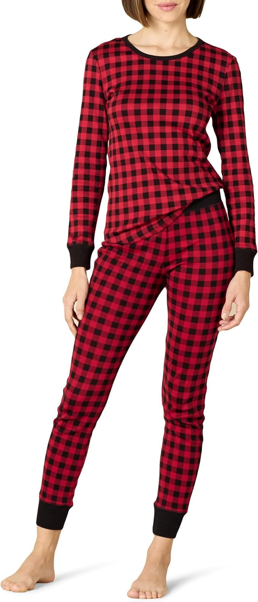 Amazon Essentials Womens Snug-Fit Cotton Sleepwear Pajama Set (Available in Plus Size)