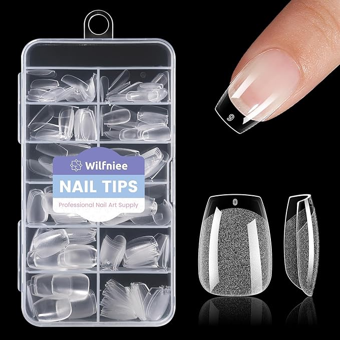 Extra Short Coffin Nail Tips: 240PCS Clear Gel Short Coffin Nails Tips, 12Sizes Full Cover Acrylic Pre-shaped Press on Fake Nail Tips for Nail Extension Home DIY Manicure