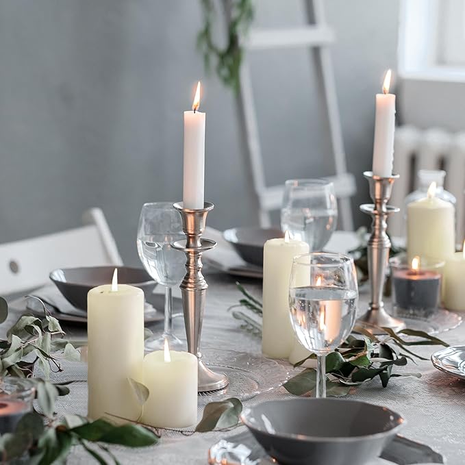 MTLEE Set of 72 Ivory Pillar Candles 2 x 3, 2 x 6, 2 x 8 Inch Smokeless and Dripless Unscented Large Candles Long Clean Burning Rustic Pillar Candle for Wedding Dinner Home Decor