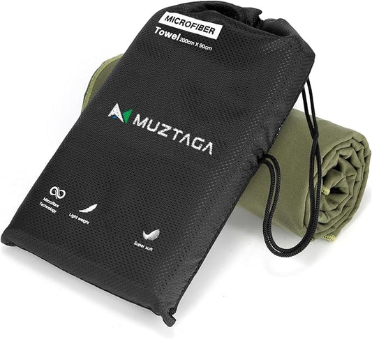 Microfiber Beach Towel-Perfect for Travel, Sports, Camping, Swimming, Yoga, Gym- Quick Dry, Sand Free, Compact, Lightweight, Absorbent (Army Green, Small(101x50cm, 40x20”))