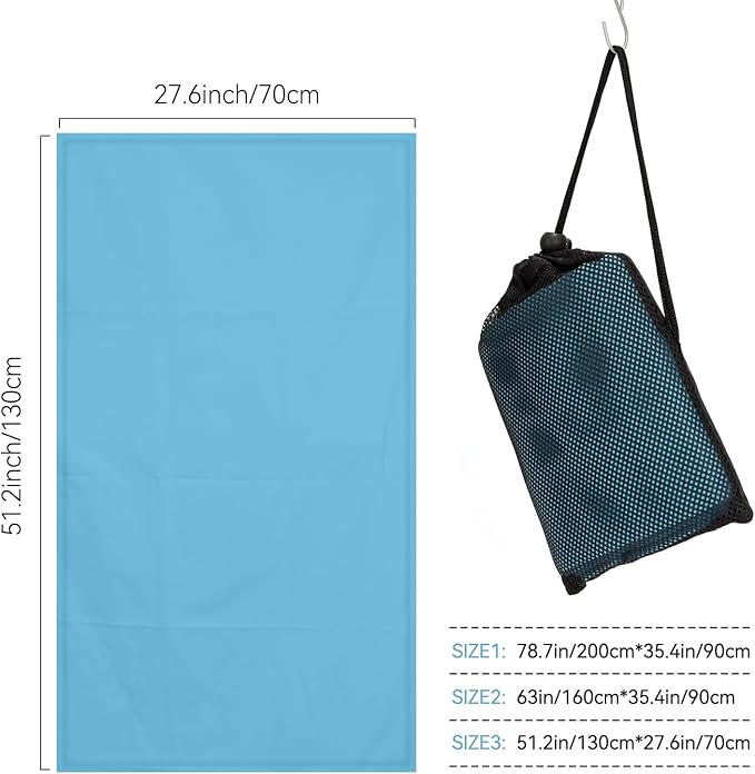 Microfiber Beach Towel-Perfect for Travel, Sports, Camping, Swimming, Yoga, Gym- Quick Dry, Sand Free, Compact, Lightweight, Absorbent (Marine Blue,Small(101x50cm, 40x20”))