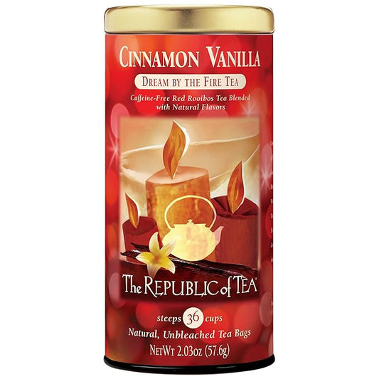 The Republic of Tea — Cinnamon Vanilla, Dream by the Fire Tea, 36 Tea Bags, Caffeine-Free