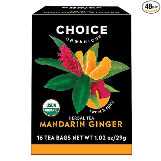 Choice Organic Teas Mandarin Ginger Tea - Organic Herbal Tea - 48 Tea Bags (Pack of 3)
