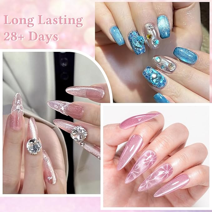 MTSSII Jelly Cat Eye Gel Nail Polish Set, 18 Colors Rainbow Glass Sea Spirit Magnetic Gel Polish Kit with Magnet Pink Blue Purple Grey Glitter Cateye Nail Polish Salon Manicure Nail Art DIY at Home