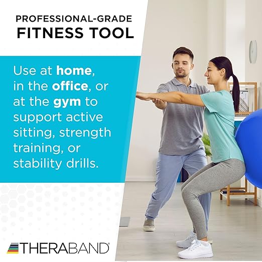 THERABAND Standard Exercise Ball, 30" Blue Stability Trainer for 6'2"–6'8" Users, Yoga & Pilates Ball, Balance & Core Trainer, For Athletes Fitness at Gym & Home