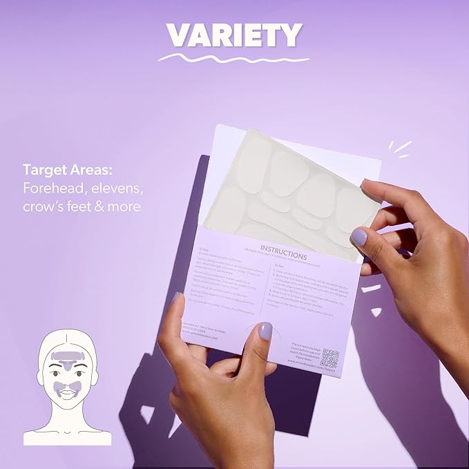 Smoothies Variety Wrinkle Patches for Face Overnight - Facial Patches for Forehead, Elevens, Crows Feet and more, 160 Facial Adhesives per Box - Face Tape, Made in the USA