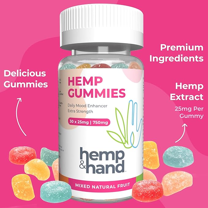 Hemp Gummies 750mg - Chill, Inflammation, Natural Pain, Restful Sleep (25mg Gummy) - by Hemp and Hand