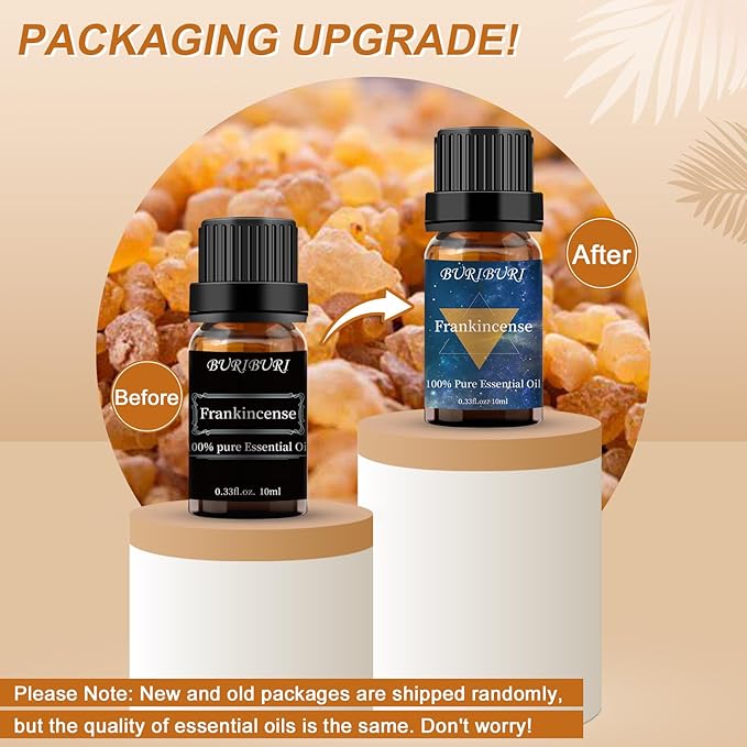 BURIBURI Frankincense Essential Oil 100% Pure, Undiluted, Natural, Organic Aromatherapy Frankincense Fragrance Oils 10ML