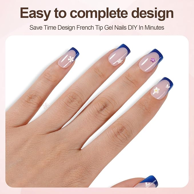 Misssix XBASICTIPS French Tip Press On Nails, 600Pcs Short Square French Gel Nail Tips, Soft Gel Pre-shaped No Need to File 3 in 1 Tips, 20 Colors Fake Nails for Nail Art DIY 15 Sizes