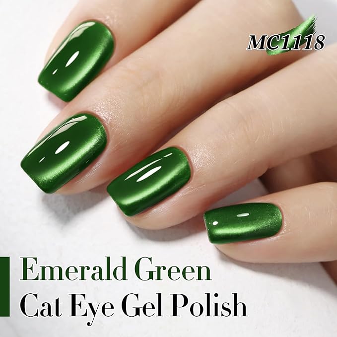 Double Rhythm Cat Eye Gel Polish Set 6 Colors Shimmer Glitter with Magnet Holographic Reflective Magnetic UV Gel Polish Art Kit (Black Burgundy Green Navy 6-Kit 41)