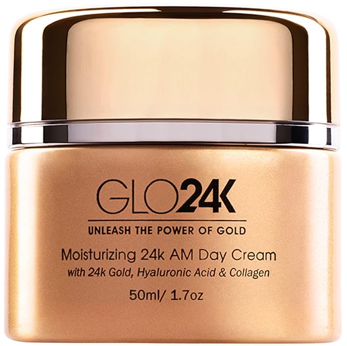 GLO24K Moisturizer Face Cream with 24K Gold, Vitamins – Collagen Retinol Hyaluronic Acid – Hyaluron Acid Cream for Hydration & Daily Skin Care, Day Cream