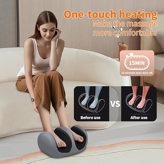 Foot and Calf Massager with Heat, Shiatsu Kneading Foot Massager for Pain Relief, Deep Tissue Massager Machine with Massage Roller, Wired Remote, Gifts for Mom Dad