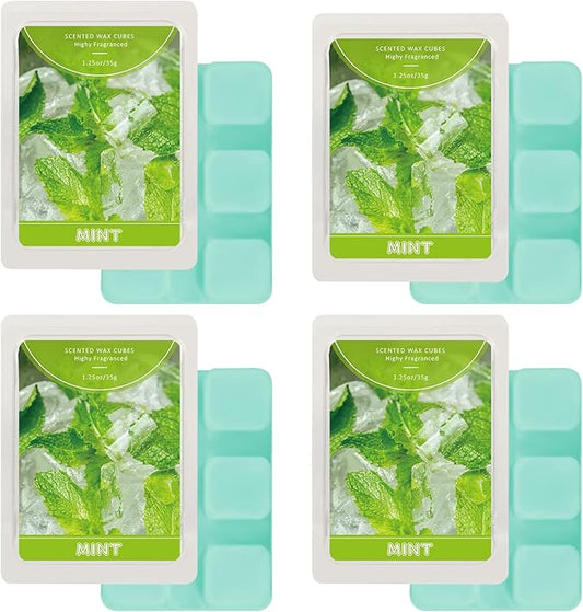 STRN Wax Melts Soy Wax Cubes 4 Pack Mint Scented, Long-Lasting Fragrance Scented Wax Cubes for Warmers Natural Soy Wax Cubes Candle Wax Melts (4 x 1.25oz)