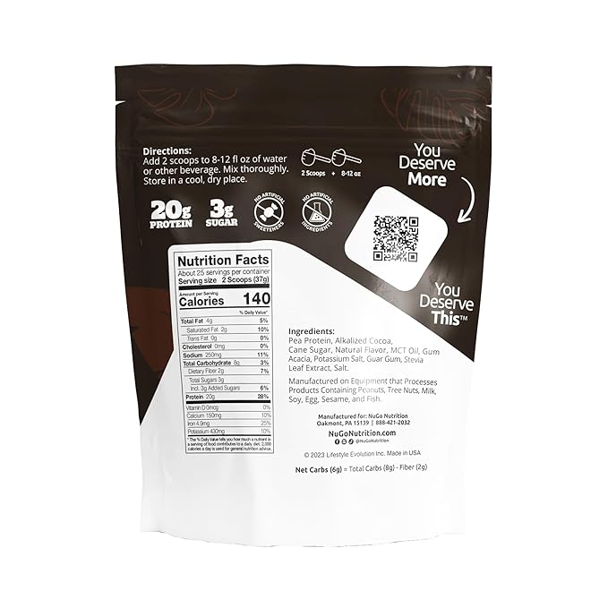 NuGo Slim Dark Chocolate Crunchy Peanut Butter, 17g Vegan Protein, 3g Sugar, 12 Count and NuGo Plant Protein Powder, 20g Protein, 3g Sugar, 25 Servings
