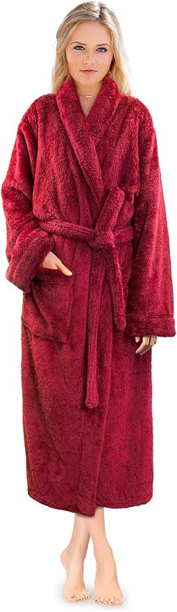 PAVILIA Premium Womens Plush Soft Robe Fluffy, Warm, Fleece Sherpa Shaggy Bathrobe