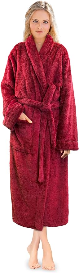 PAVILIA Premium Womens Plush Soft Robe Fluffy, Warm, Fleece Sherpa Shaggy Bathrobe