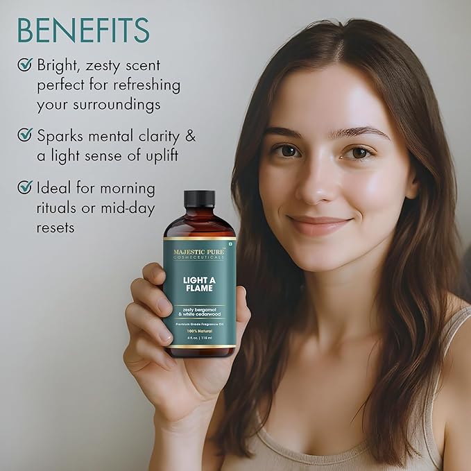 MAJESTIC PURE Zesty Bergamot & White Cedarwood Premium Oil | 100% Natural | Used in Diffuers, DIY, Self Care | 4 fl oz