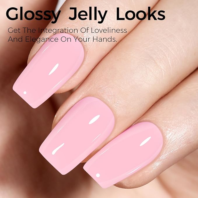 TOMICCA Baby Pink Gel Nail Polish, Light Pink UV Polish, Soak Off Cotton Candy Nail Art Pastel Manicure Salon DIY for Spring Summer