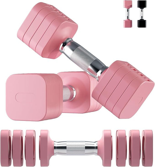 20LB Adjustable Dumbbell Set, 10lb Dumbbells Set of 2, 5 in 1 Free Weights Set, Each 4lb 6lb 8lb 10lb for Women & Men for Home Gym Exercise Workout Strength Training Equipments