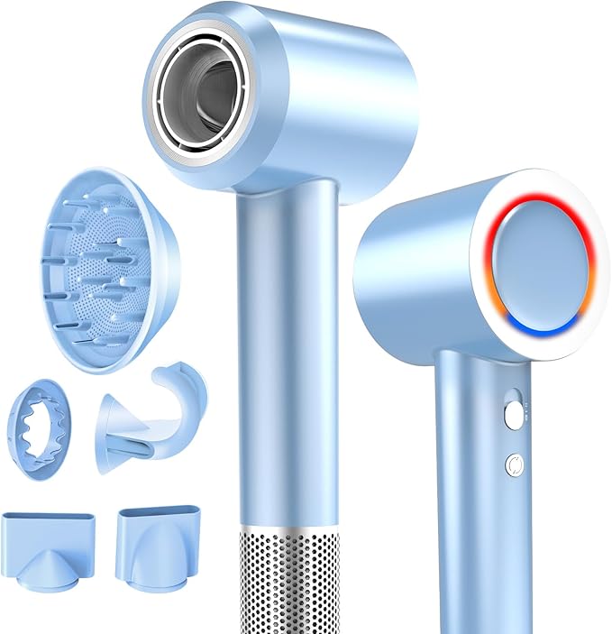 Hair Dryer, High-Speed Blow Dryer, 110000 RPM Negative Ionic Care Hair Dryer for Fast Drying Low Noise Thermo-Control Hairdryer with Magnetic Diffuser & Nozzle for Home Travel