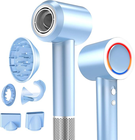 Hair Dryer, High-Speed Blow Dryer, 110000 RPM Negative Ionic Care Hair Dryer for Fast Drying Low Noise Thermo-Control Hairdryer with Magnetic Diffuser & Nozzle for Home Travel