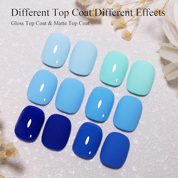 6 Colors Gel Nail Polish Kit Navy Deep Baby Blue Hema Free Long Lasting Summer Manicure Gift