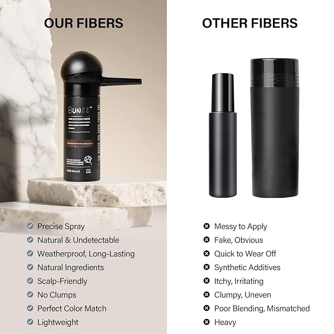 Hair Building Fibers for Thinning Hair for Men Women, 2-in-1 Kit- Enhancements Barber Spray, Thicker Fuller Hair Beard & Hairlines Instantly with Spray Applicator Nozzle, Natural Formula (Dark Brown)