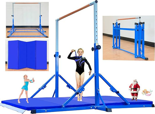 Gymnastic Bar for Kid and Teenage Ages 3-25, 5 FT / 6 FT Base Length, 5 FT / 6 FT Height, Gymnastic Kip Bar Horizontal Bar for Gymnast, Gymnastic Training Equipment for Home and Club Use
