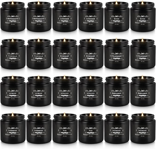 Scented Candles Gifts Set 24 Pack Soy Wax Travel Tin Jar Candles for Home 3.05 OZ for Mom for Christmas, Birthday, Thanksgiving, Mother's Day(Black)
