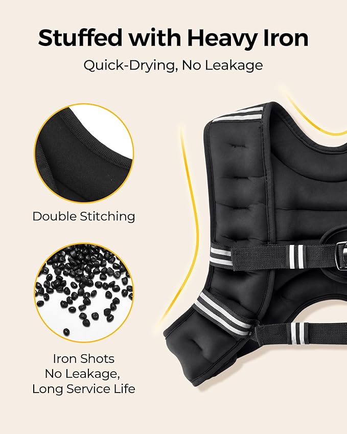 PACEARTH Weighted Vest,4lb/6lb/10lb/12lb/16lb/20lb/25lb/30lb Weight Vest with Reflective Stripe, Body Weight Vests Adjustable for Men, Women Workout, Strength Training, Running, Walking, Jogging