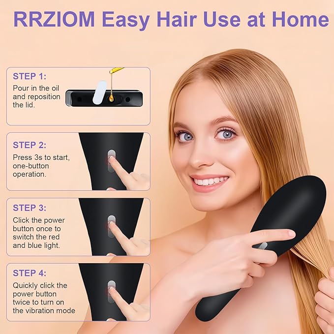 Hair Oil Applicator for Scalp, Electric Scalp Massager Comb, Hair Brush for Hair Fluid Essential Oil Serum, Use for Home & Travel (Black)