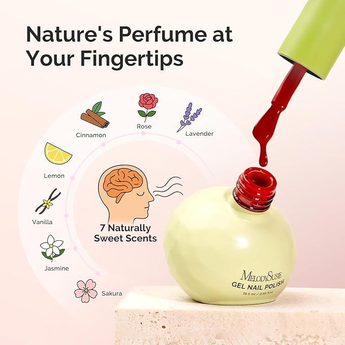 MelodySusie Highly Pigmented Gel Nail Polish Set, 0.56 fl.oz Tilt-and-Stand Bottle, HEMA Free Plant-Based Formula, 6 Colors Macarons, Soak Off UV LED Manicure Kit Gift Box(Pastel Pink Blue Purple)