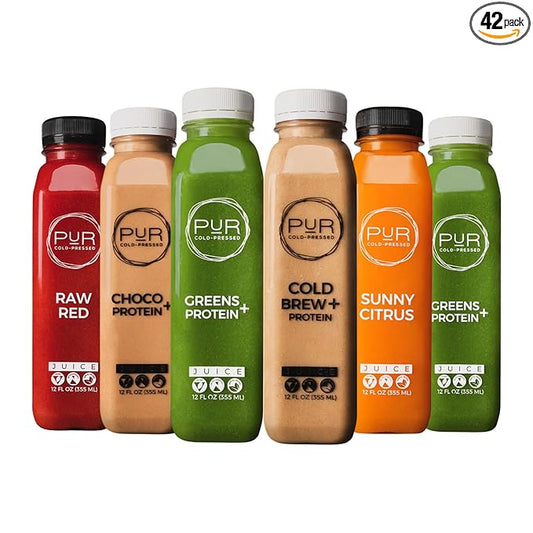 PUR Powerhouse 7-Day Juice Cleanse + Protein – Plant-Based Detox with Vegan Protein for Muscle Recovery, Energy & Performance | Cold-Pressed Protein Smoothies for Active Individuals