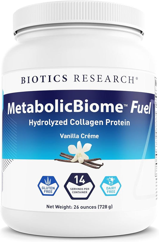 MetabolicBiome™ Fuel Hydrolyzed Collagen Protein, Vanilla - High-Performance Daily Shake, 20g Clean Protein, 9g Non-grain Fiber, 9g Healthy Fats, Microbiome Support, Allergen-free, 14 Servings